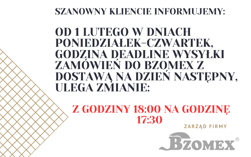 Zmiana godziny DEADLINE wysyłki zamówień